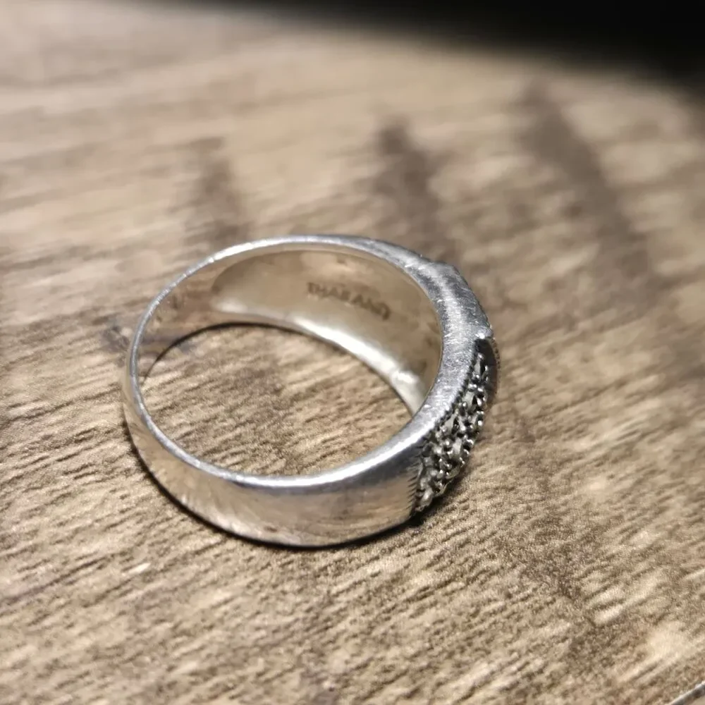 Marcasite vintage sterling silver ring sz 9.5